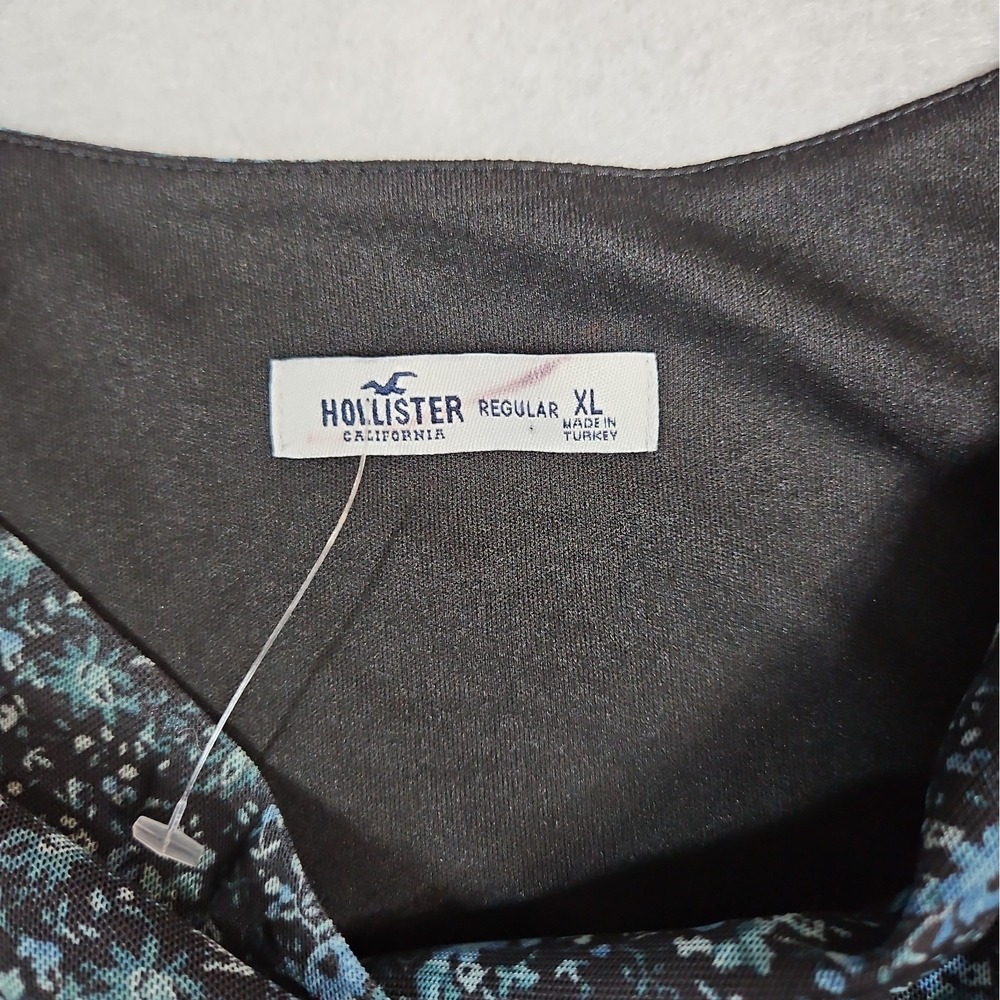 Hollister Womens Black Blue Floral Long Sleeve Mini Dress Size XL - Picture 4 of 11